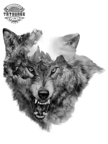 tatouage ephemere loup montagne Tatouage éphémère loup montagne