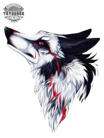 tatouage ephemere loup noir et blanc Tatouage éphémère loup noir et blanc