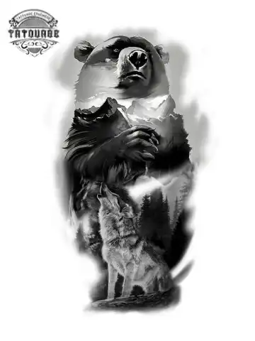 tatouage ephemere loup ours Tatouage éphémère loup ours