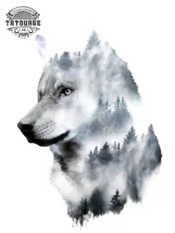 tatouage ephemere loup paysage Tatouage éphémère loup paysage