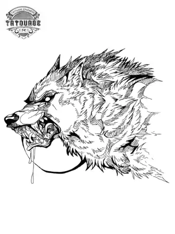 Tatouage éphémère loup pectoraux