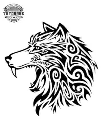 Tatouage éphémère loup polynésien