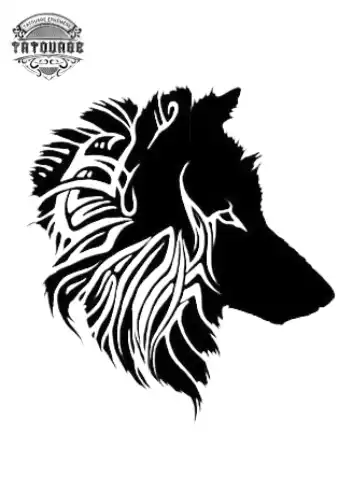 Tatouage éphémère loup profil