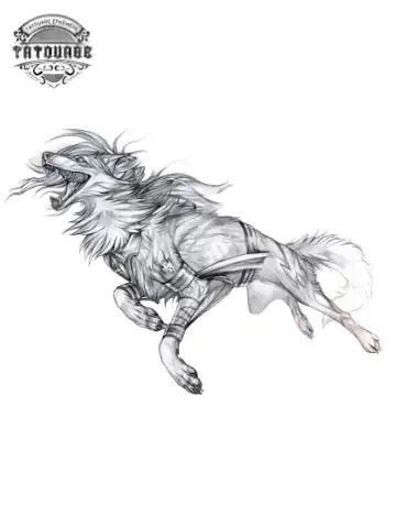 Tatouage éphémère loup qui court