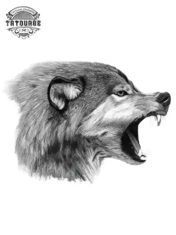 Tatouage éphémère loup qui grogne
