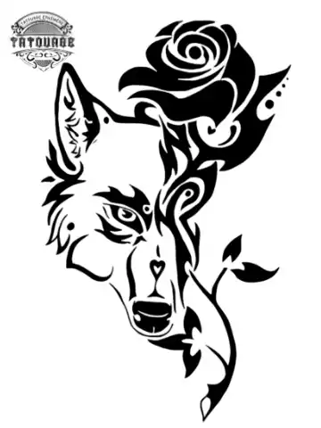 Tatouage éphémère loup rose