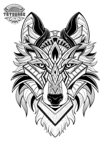 tatouage ephemere loup symetrique Tatouage éphémère loup symétrique