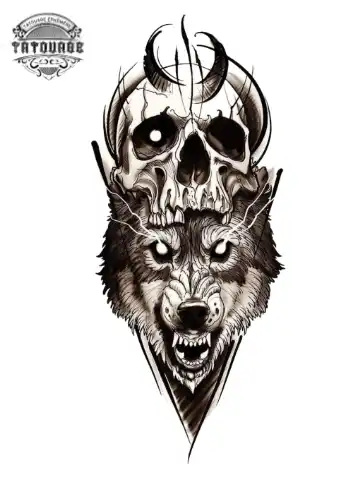Tatouage éphémère loup tête de mort