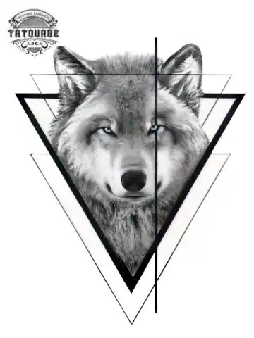 tatouage ephemere loup triangle Tatouage éphémère loup triangle