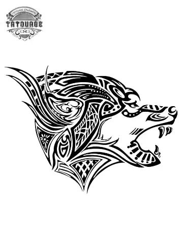 tatouage ephemere loup tribal Tatouage éphémère loup tribal