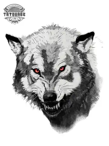 Tatouage éphémère loup yeux rouge