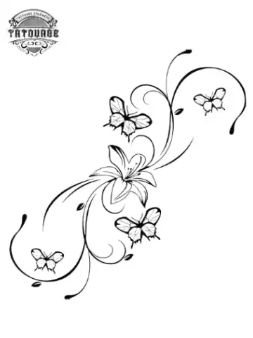 tatouage ephemere lys papillon Tatouage éphémère lys papillon