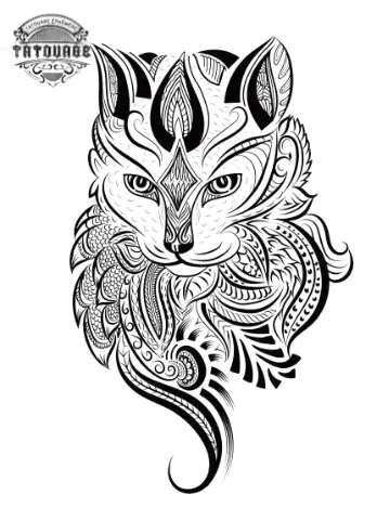 Tatouage éphémère mandala chat