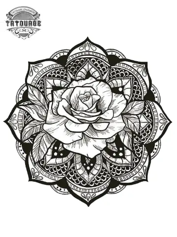 Tatouage éphémère mandala et fleur