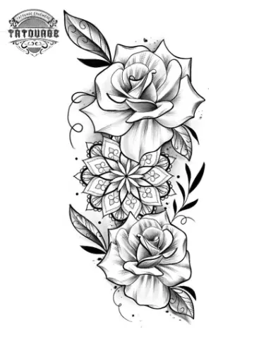 Tatouage éphémère mandala et rose