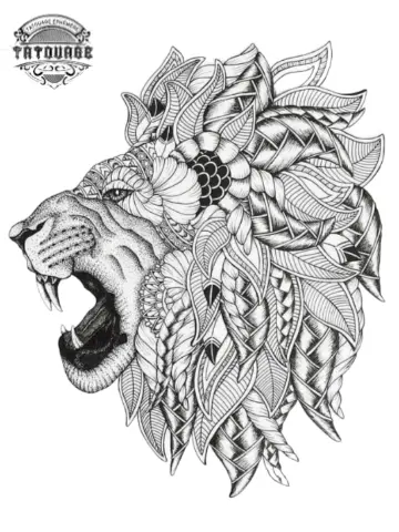 Tatouage éphémère mandala lion