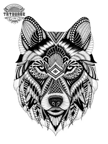 tatouage ephemere mandala loup Tatouage éphémère mandala loup