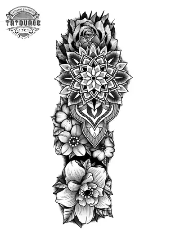 tatouage ephemere mandala noir Tatouage éphémère mandala noir