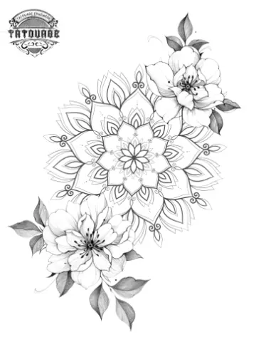 tatouage ephemere mandala pivoine Tatouage éphémère mandala pivoine