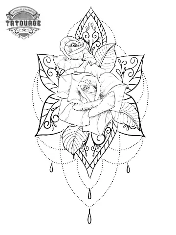 Tatouage éphémère mandala rose femme