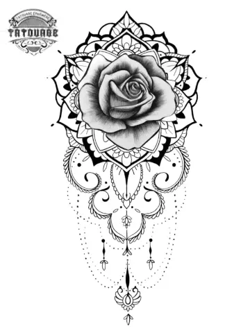 Tatouage éphémère mandala rose