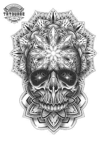 tatouage ephemere mandala tete de mort Tatouage éphémère mandala tête de mort