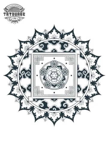 tatouage ephemere mandala tibetain Tatouage éphémère mandala tibétain