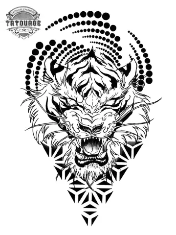 tatouage ephemere mandala tigre Tatouage éphémère mandala tigre
