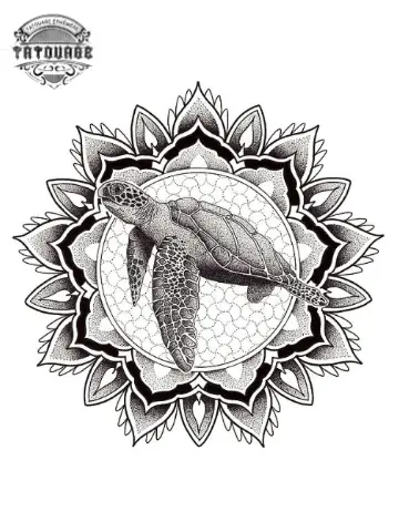 tatouage ephemere mandala tortue Tatouage éphémère mandala tortue