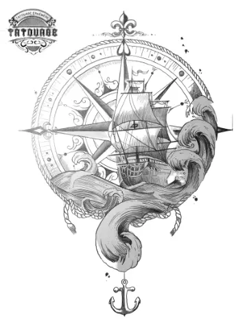 tatouage ephemere marin boussole Tatouage éphémère marin boussole