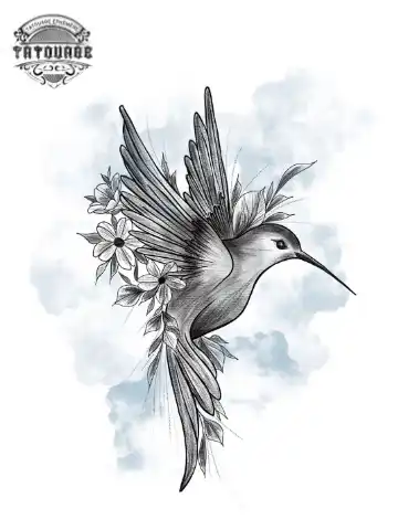 Tatouage éphémère oiseau et fleur