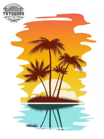 tatouage ephemere palmier coucher de soleil Tatouage éphémère palmier coucher de soleil