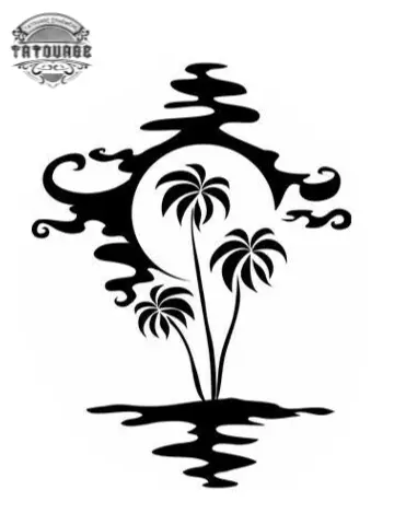 tatouage ephemere palmier soleil Tatouage éphémère palmier soleil