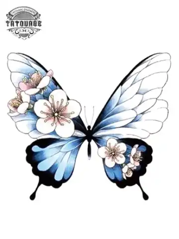 tatouage ephemere papillon avec fleur Tatouage éphémère papillon avec fleur