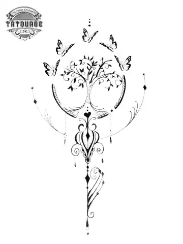 tatouage ephemere papillon et arbre Tatouage éphémère papillon et arbre