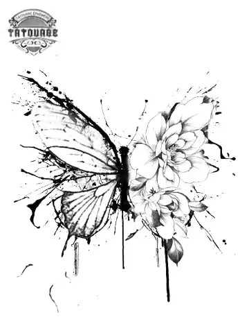 tatouage ephemere papillon et fleur Tatouage éphémère papillon et fleur