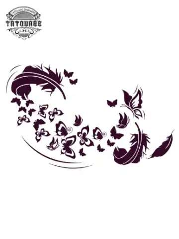 Tatouage éphémère papillon et plume
