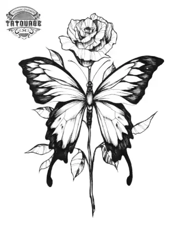 tatouage ephemere papillon et rose Tatouage éphémère papillon et rose