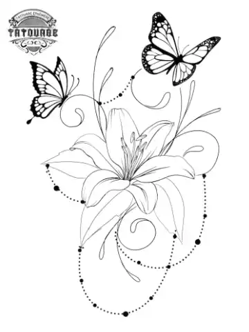 Tatouage éphémère papillon fleur de lys