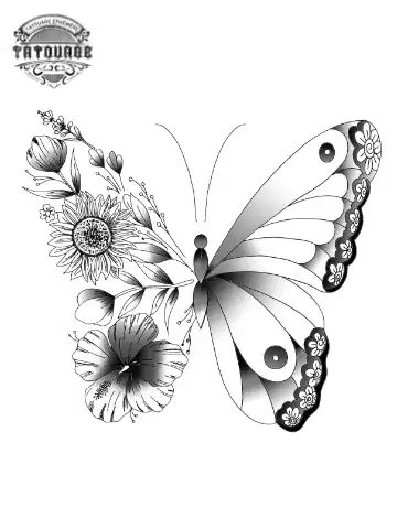 tatouage ephemere papillon fleur Tatouage éphémère papillon fleur
