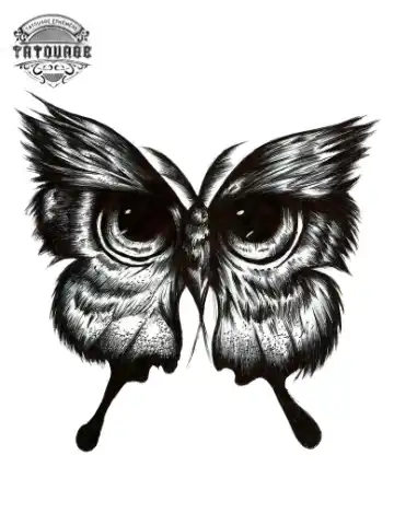 tatouage ephemere papillon hibou Tatouage éphémère papillon hibou