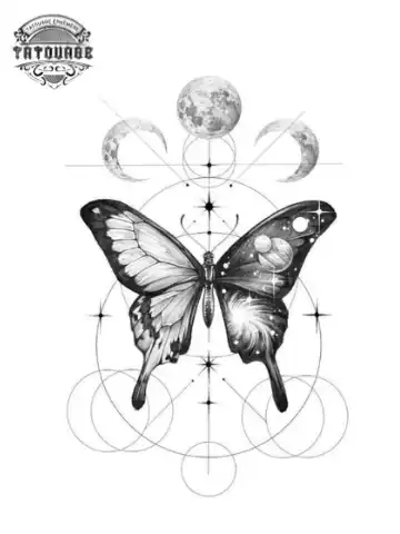 Tatouage éphémère papillon lune
