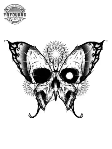 tatouage ephemere papillon mandala Tatouage éphémère papillon mandala
