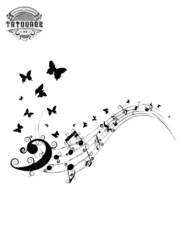tatouage ephemere papillon note de musique Tatouage éphémère papillon note de musique