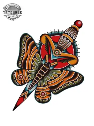 tatouage ephemere papillon old school Tatouage éphémère papillon old school