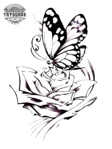 tatouage ephemere papillon sur une fleur Tatouage éphémère papillon sur une fleur