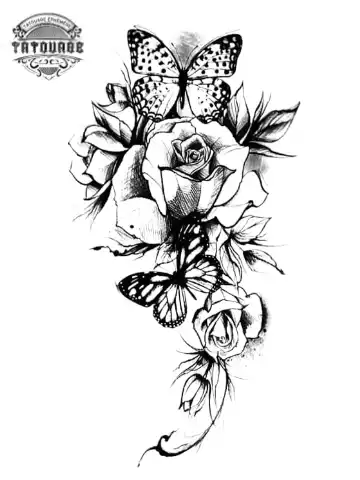 Tatouage éphémère papillon sur une rose