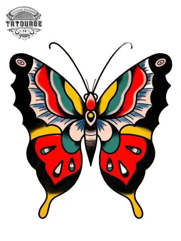 Tatouage éphémère papillon traditionnel