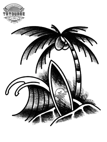 tatouage ephemere plage et palmier Tatouage éphémère plage et palmier