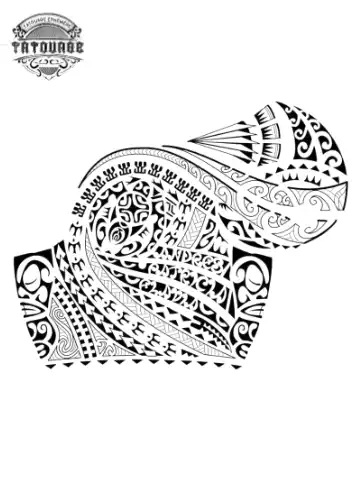Tatouage éphémère polynésien épaule pectoraux